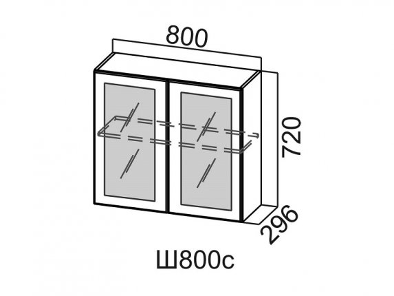 Шкаф навесной 800 со стеклом Ш800с Вектор 800х720х296